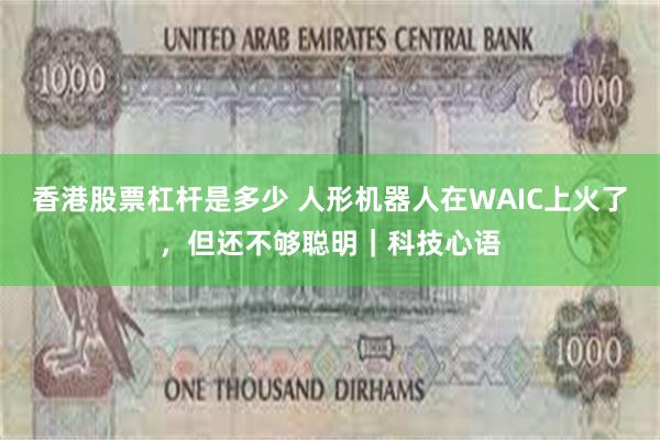 香港股票杠杆是多少 人形机器人在WAIC上火了，但还不够聪明｜科技心语