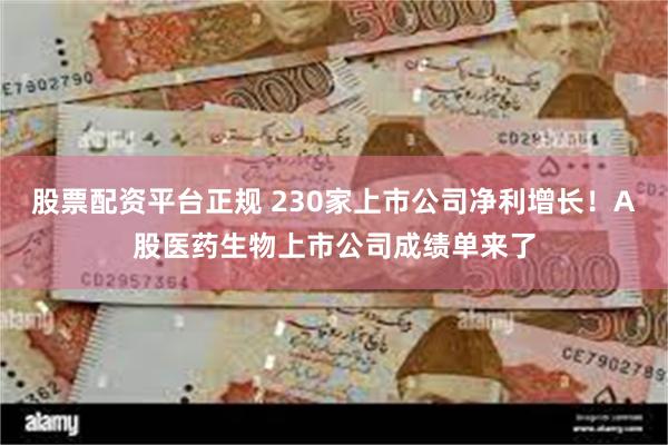 股票配资平台正规 230家上市公司净利增长！A股医药生物上市公司成绩单来了